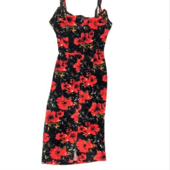 Bettie Page Tatyana Pinup Glam Poppy Wiggle Dress - Picture 6 of 8